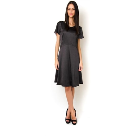 SERGIO GAZ - VESTIDO CETIM EVASÊ POIS M/C - P&B