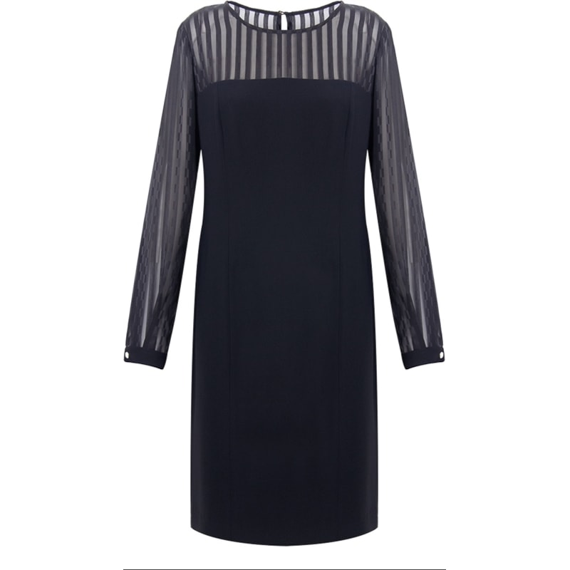 SERGIO GAZ - VESTIDO CREPE FACONÊ M/L - PRETO