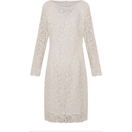 SERGIO GAZ - VESTIDO TUBO RENDA E GUIPURE M/L - OFF WHITE