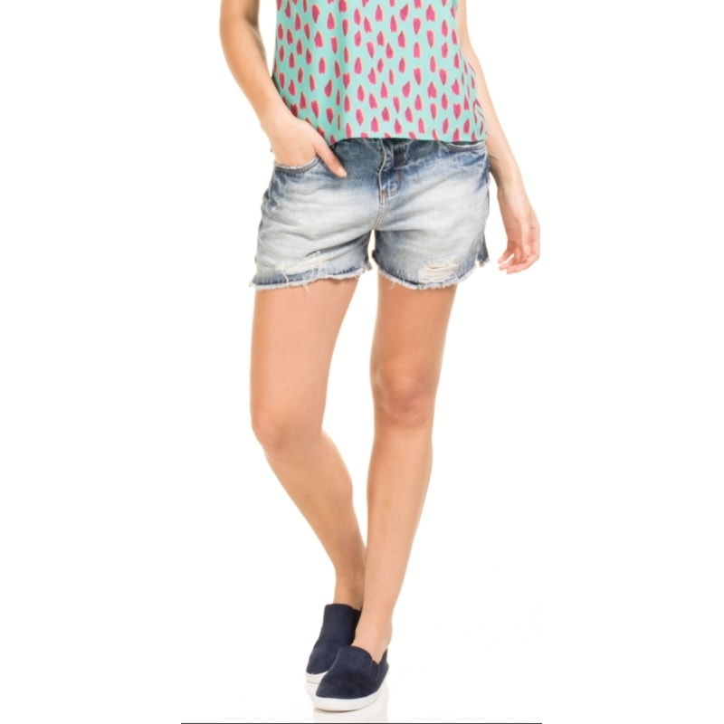 SHORTS AMBICIONE JEANS SUPER STONE RASGOS - JEANS