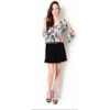 SHOULDER - BLUSA CREPE ESTAMPADA DECOTE V M/L - P&B