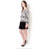 SHOULDER - BLUSA CREPE ESTAMPADA DECOTE V M/L - P&B