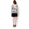 SHOULDER - BLUSA CREPE ESTAMPADA DECOTE V M/L - P&B