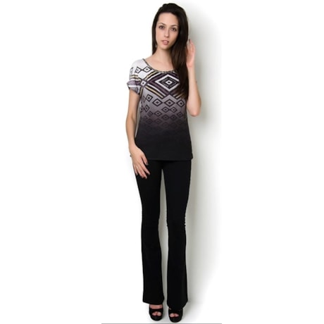 SHOULDER - BLUSA MALHA ETNICA GOLA BORD. M/C - CINZA SHOULDER - BLUSA MALHA ETNICA GOLA BORD. M/C - CINZA