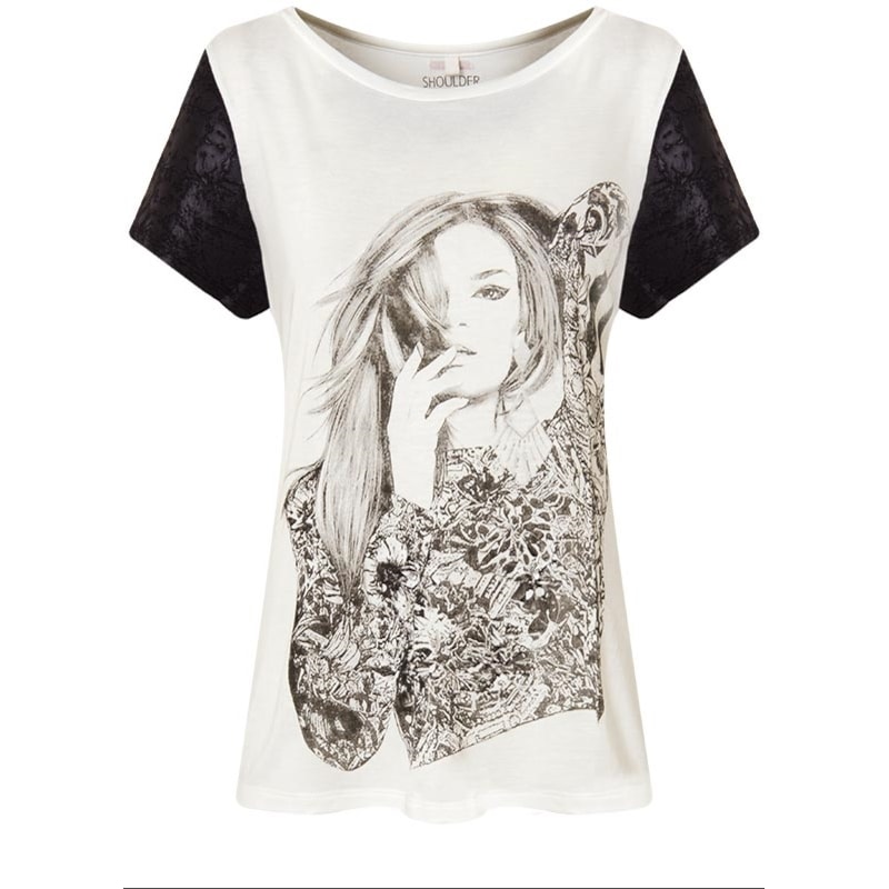 SHOULDER - BLUSA MALHA M/C MULHER - OFF WHITE