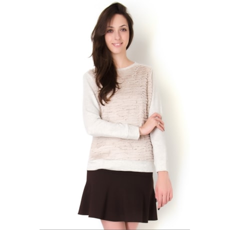 SHOULDER - BLUSA MOLETON PELO M/L - CINZA