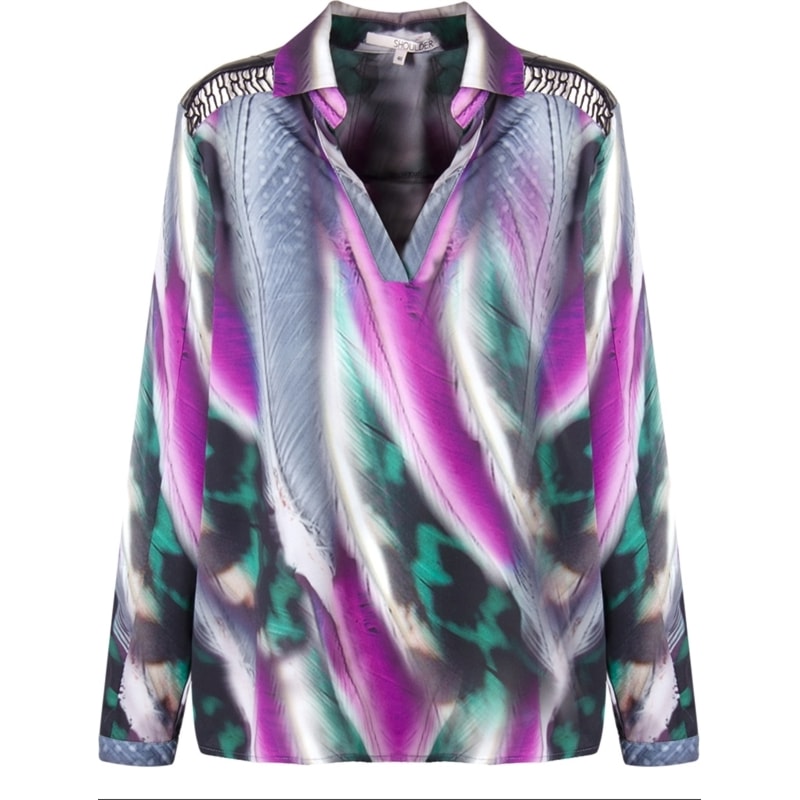 SHOULDER - CAMISA CREPE ESTAMPADA DET COURO OMBRO - LILÁS