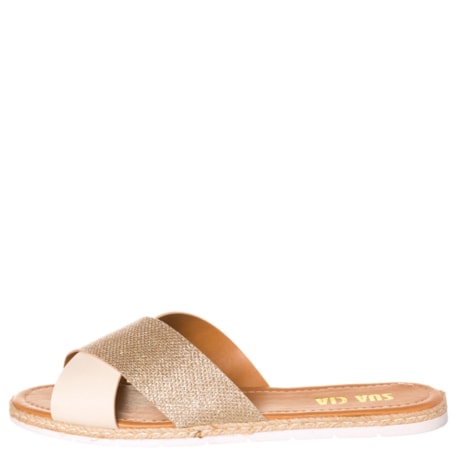 SUA CIA - SANDÁLIA RASTEIRA TIRAS CRUZADAS METALIZADA - DOURADO SUA CIA - SANDÁLIA RASTEIRA TIRAS CRUZADAS METALIZADA - DOURADO