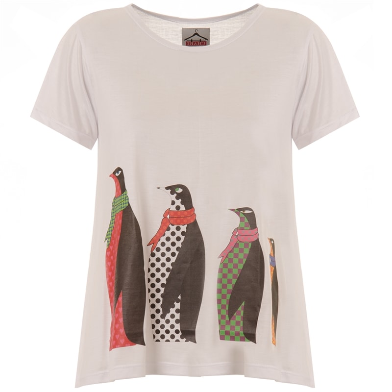 T-SHIRT 100% VISCOSE PINGUINS - BRANCO