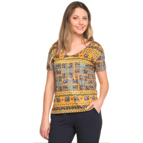 T- SHIRT CANTÃO ESTAMPA ESPECIARIAS - AMARELO