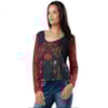 T-SHIRT CANTÃO SILK FLORAL MANGA LONGA - AZUL