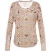 T-SHIRT CANTÃO SILK MOSAICO ABACAXI  MANGA LONGA - BEGE
