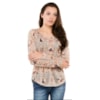 T-SHIRT CANTÃO SILK MOSAICO ABACAXI  MANGA LONGA - BEGE