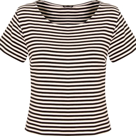 T-SHIRT CROPPED LISTRADA - P&B