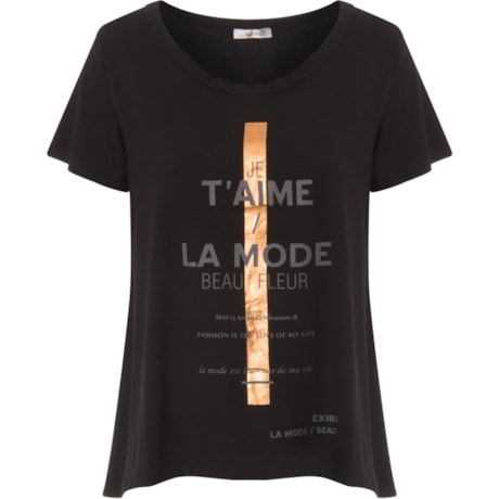 T-SHIRT  EM "A"  JE T'AIME CAPITOLLIUM - PRETO