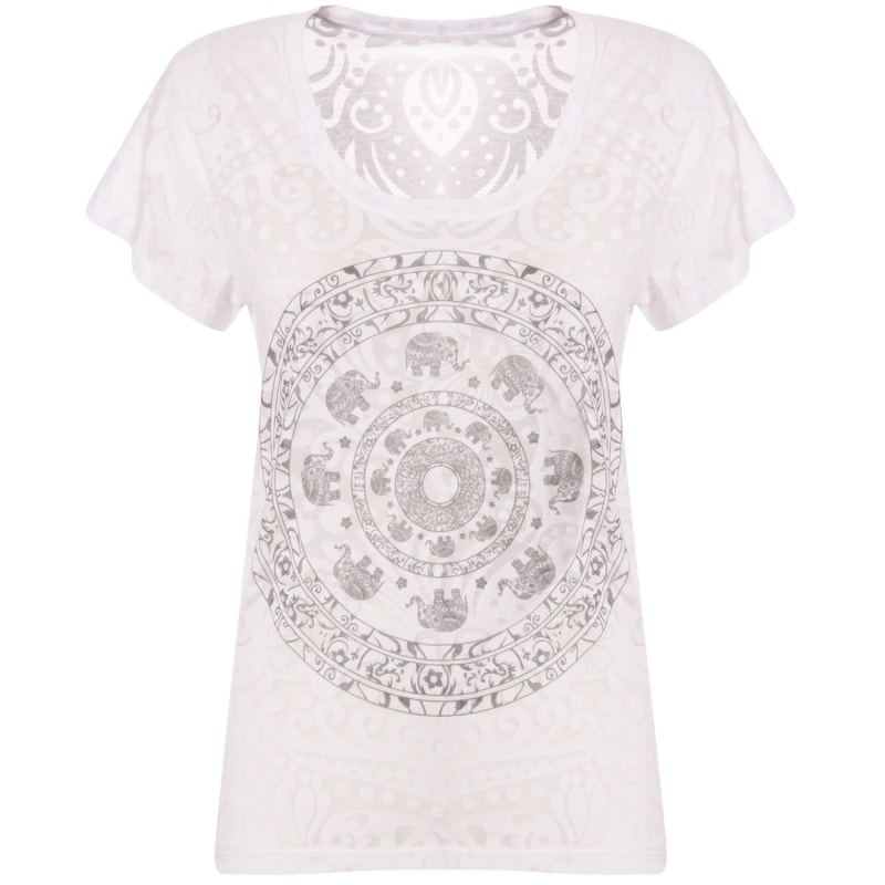 T-SHIRT MANDALA ELEFANTE CAPITOLLIUM - BRANCO