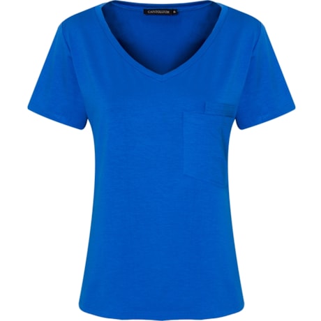 T-SHIRT QUADRADA COM DOIS BOLSOS - AZUL ROYAL