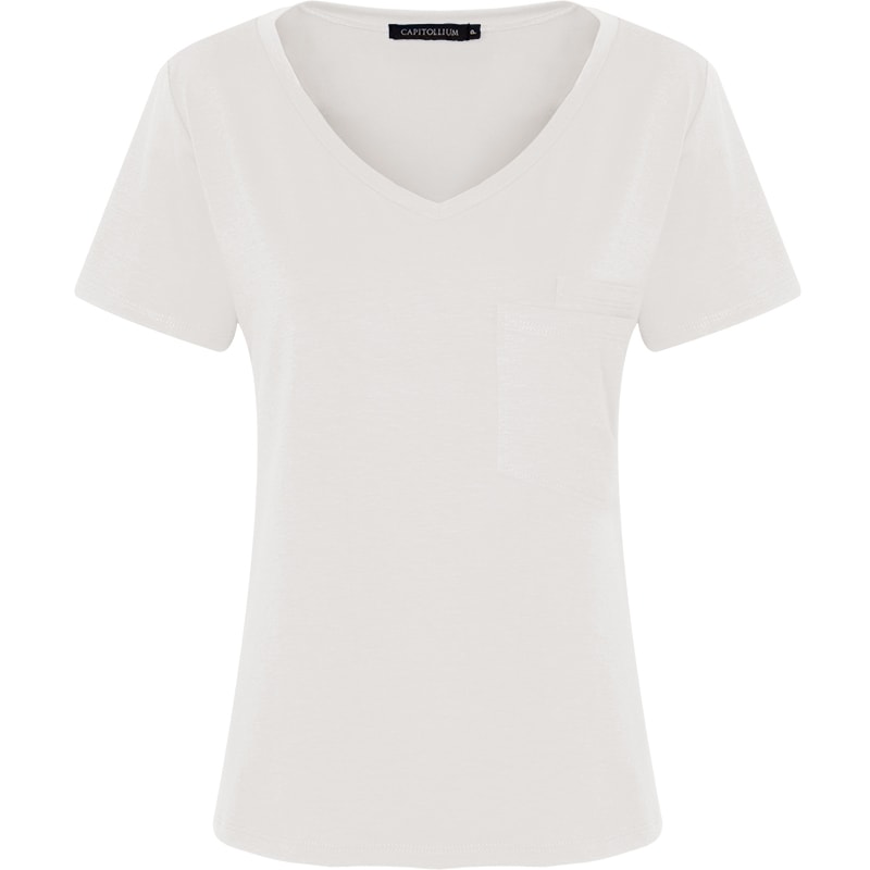 T-SHIRT QUADRADA COM DOIS BOLSOS - OFF WHITE