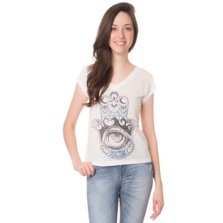 T-SHIRT SILK HAMSA GEKO - OFF WHITE