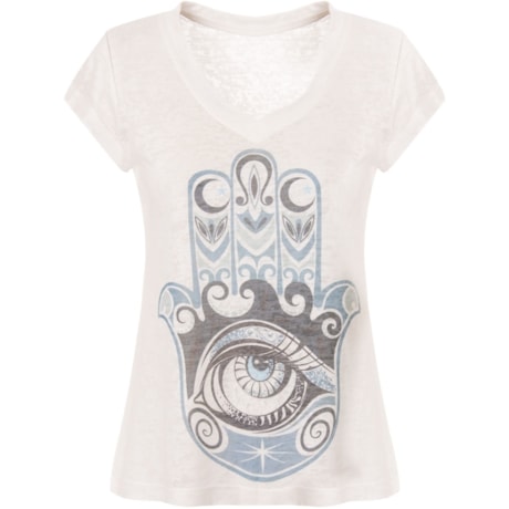 T-SHIRT SILK HAMSA GEKO - OFF WHITE
