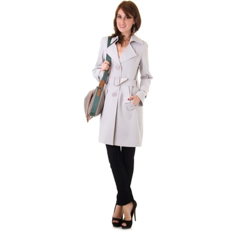 TRENCH-COAT GABARDINE 7/8 CINTO COM FIVELA - MARROM