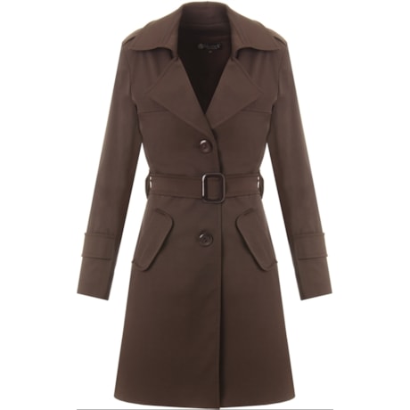 TRENCH-COAT GABARDINE 7/8 CINTO COM FIVELA - MARROM