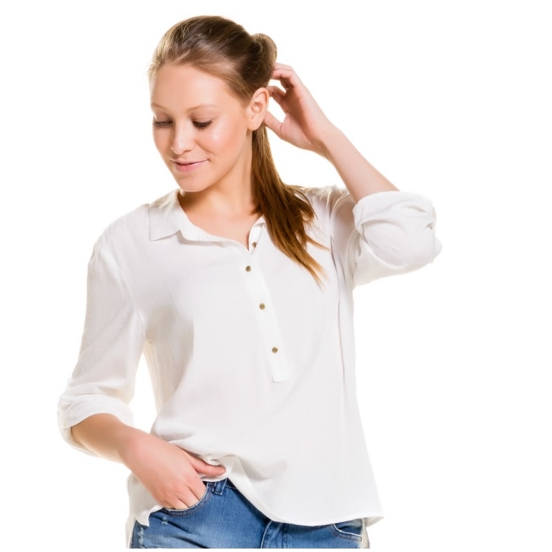 TRIBECA - BLUSA VISCOSE MAQUINETADA - OFF WHITE