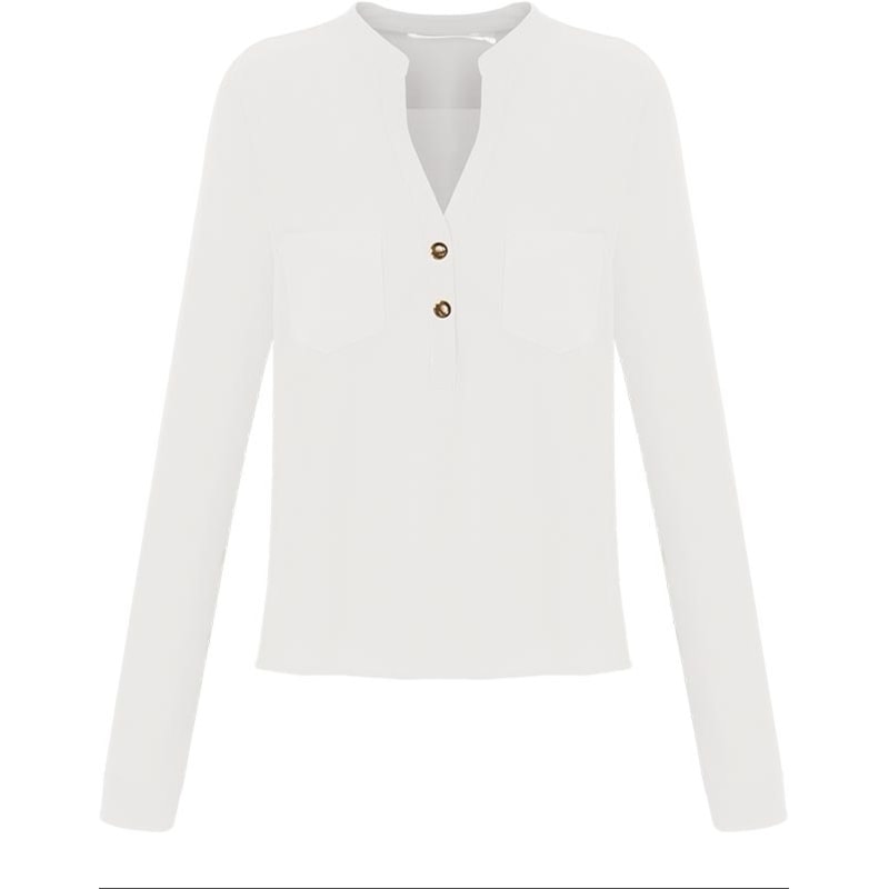 TRIBECA - CAMISA CREPE GOLA PADRE 2 BOLSOS - OFF WHITE