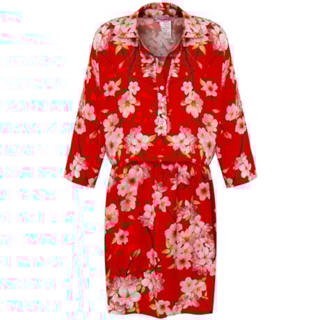 TRIBECA - VESTIDO CHEMISE VISCOSE FLORAL MG 3/4 - LARANJA