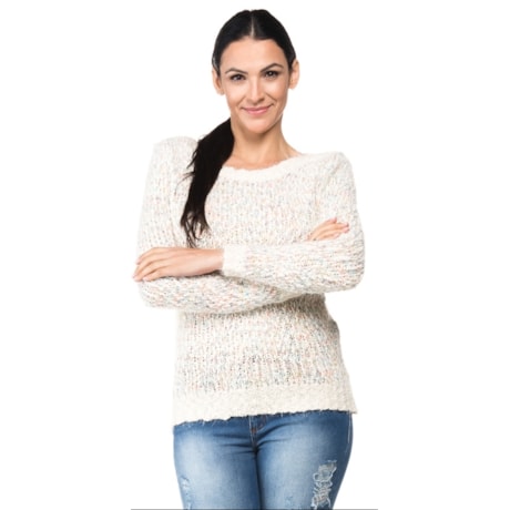 TRICO ALPELO MULTICOLOR DECOTE  CANOA - OFF WHITE TRICO ALPELO MULTICOLOR DECOTE  CANOA - OFF WHITE