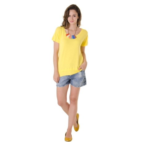 UTTTTO - BLUSA QUADRADA VISCOSE TINTURADA M/C CAETE - AMARELO