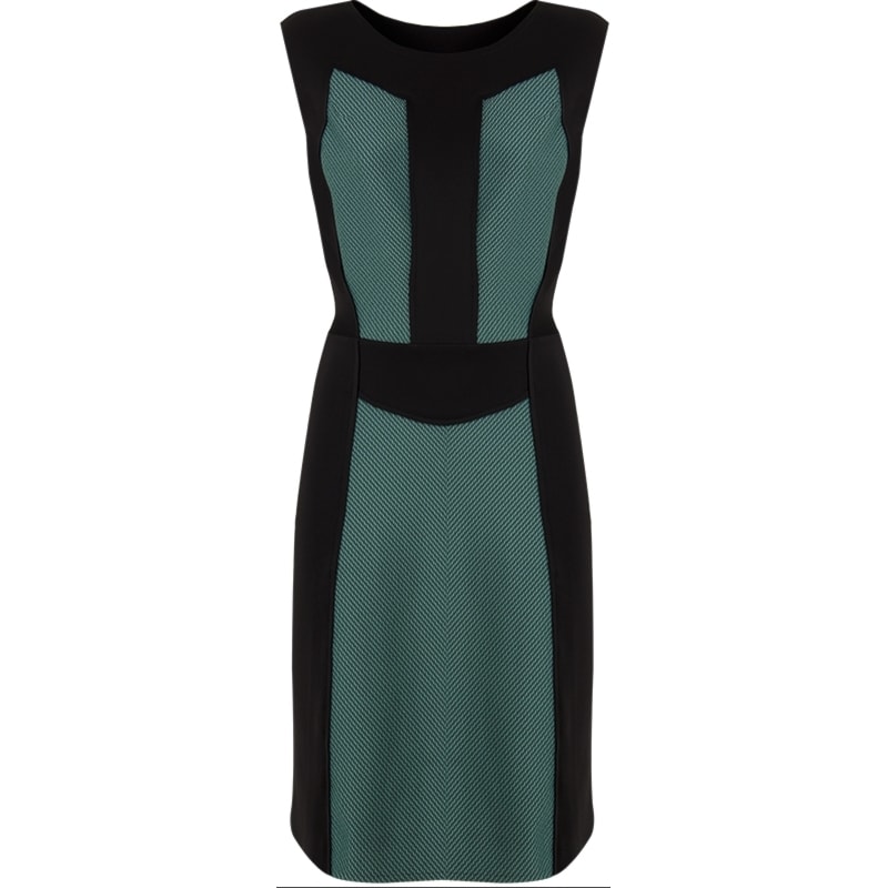 VESTIDO ACINTURADO RECORTES - VERDE