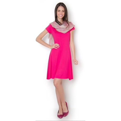 VESTIDO BÁSICO M/C COM DECOTE V - PINK VESTIDO BÁSICO M/C COM DECOTE V - PINK