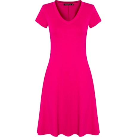 VESTIDO BÁSICO M/C COM DECOTE V - PINK VESTIDO BÁSICO M/C COM DECOTE V - PINK