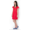 VESTIDO BATA VOIL BARRADO - VERMELHO