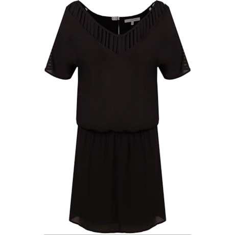 VESTIDO BLUSÊ DETALHE DE TIRAS - PRETO
