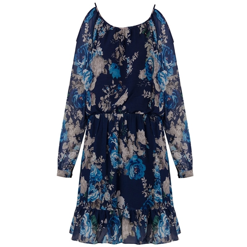 VESTIDO BLUSÊ SHIFFON - MARINHO