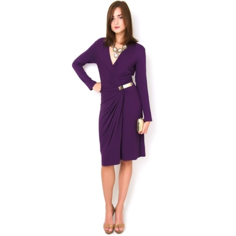 VESTIDO CACHE COUER COM FIVELA - UVA VESTIDO CACHE COUER COM FIVELA - UVA