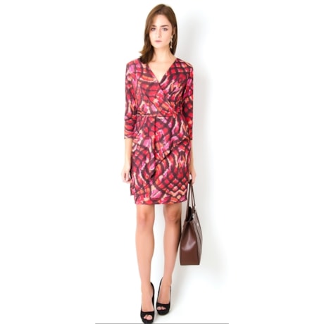 VESTIDO CACHE-COUER JERSEY MANGA 3/4 VERA - VERMELHO