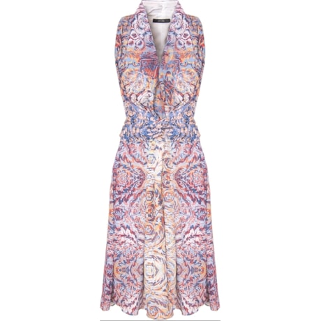 VESTIDO CACHE COUER SHIFFON ESTAMPA FLORENÇA - AZUL VESTIDO CACHE COUER SHIFFON ESTAMPA FLORENÇA - AZUL