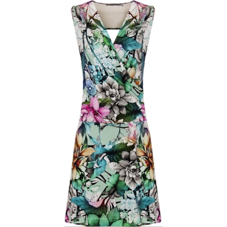 VESTIDO CACHECOUER C/ DRAPEADO NAS COSTAS E PALA DE TULE - FLORAL VESTIDO CACHECOUER C/ DRAPEADO NAS COSTAS E PALA DE TULE - FLORAL