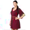 VESTIDO CANTÃO MALHA TRICOT LEVE CARMIM - VINHO