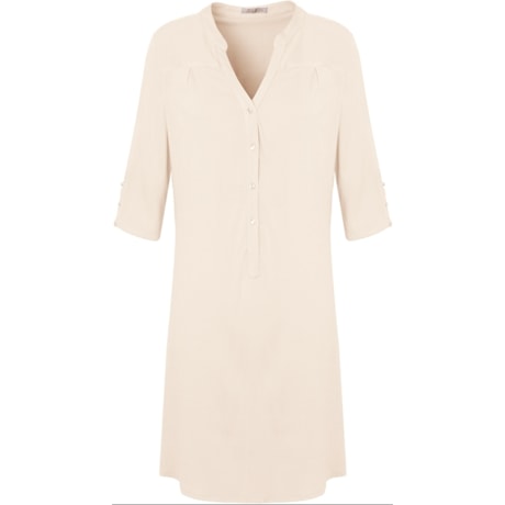 VESTIDO CHEMISE EM VISCOSE MANGA 3/4 - NATURAL