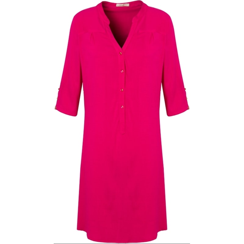 VESTIDO CHEMISE EM VISCOSE MANGA 3/4 - PINK VESTIDO CHEMISE EM VISCOSE MANGA 3/4 - PINK