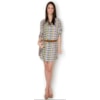 VESTIDO CHEMISE ESTAMPADO C/ MARTINGALE M 3/4 - LILÁS