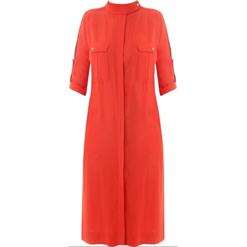 VESTIDO CHEMISE GOLA PADRE VISCOLINHO TARCILA - LARANJA