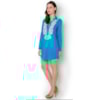 VESTIDO CHEMISE VISCOSE C/ BORDADO - AZUL