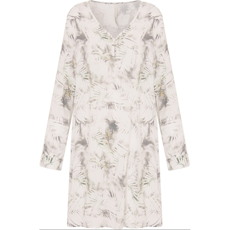 VESTIDO CHEMISE VISCOSE C/ ESTAMPA DE FOLHAS - VERDE