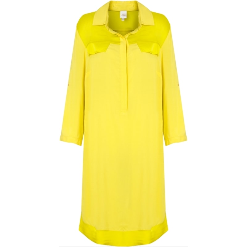 VESTIDO CHEMISE VISCOSE COM SEDA - AMARELO