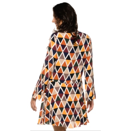 VESTIDO CHOLET TRIANGULOS DECOTE BORDADO - TELHA VESTIDO CHOLET TRIANGULOS DECOTE BORDADO - TELHA